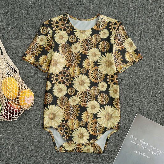 Steampunk Chamomile Pattern Print Men's Bodysuit