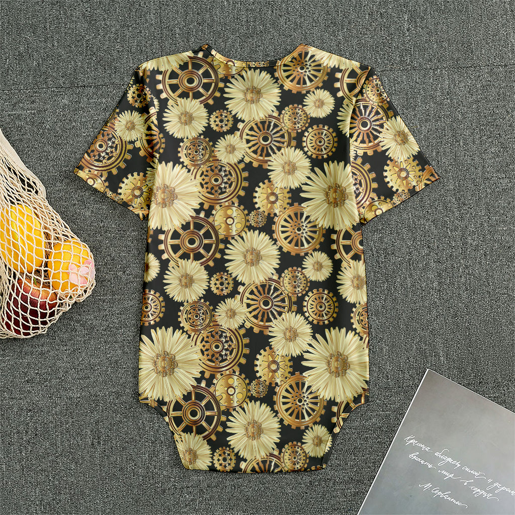 Steampunk Chamomile Pattern Print Men's Bodysuit