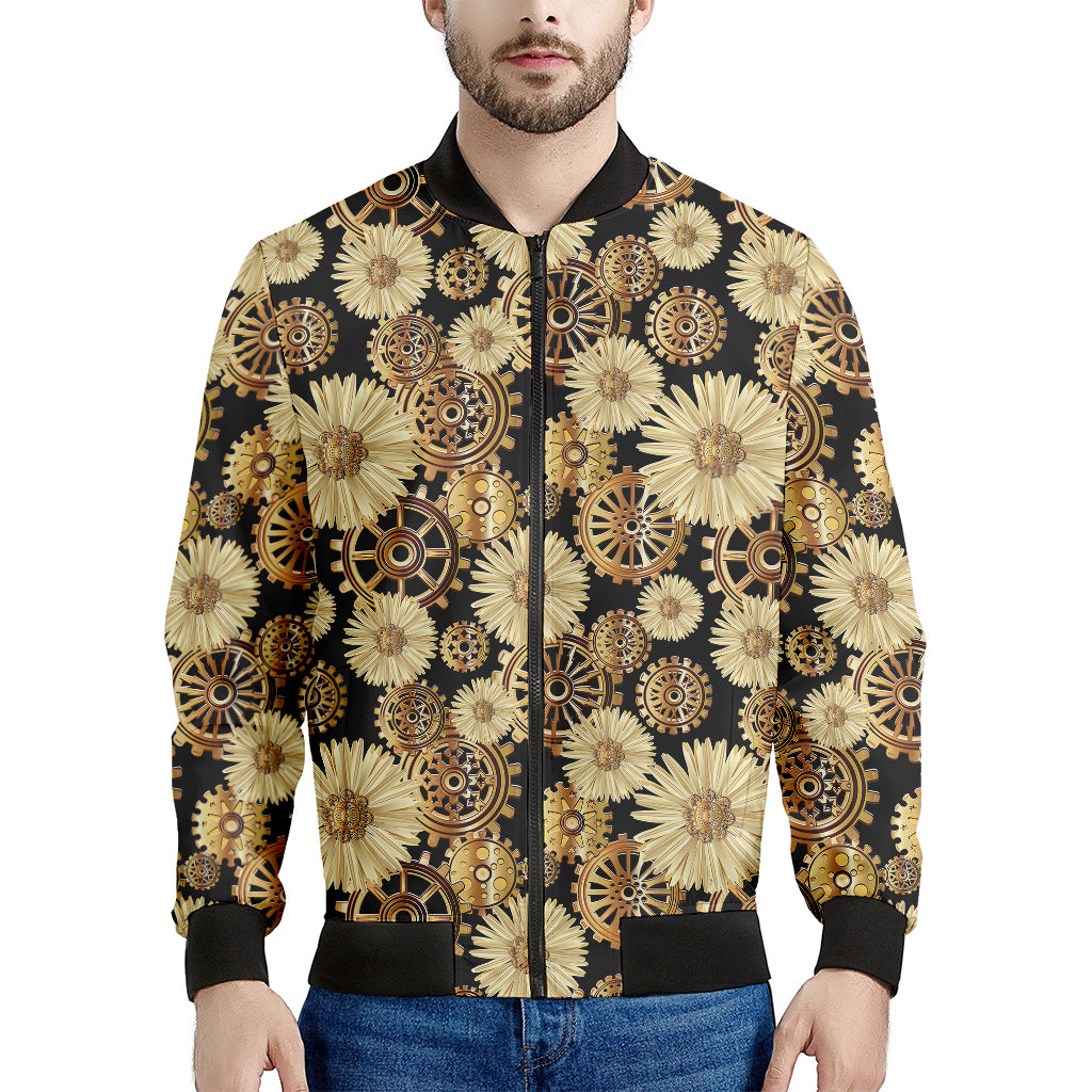 Steampunk Chamomile Pattern Print Men's Bomber Jacket
