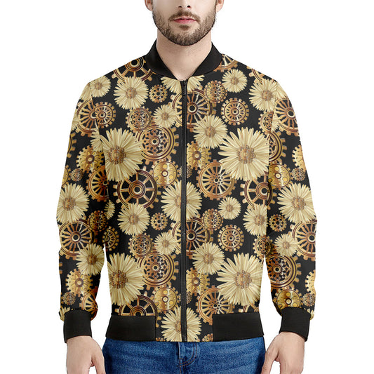 Steampunk Chamomile Pattern Print Men's Bomber Jacket