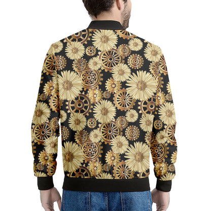 Steampunk Chamomile Pattern Print Men's Bomber Jacket