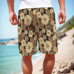 Steampunk Chamomile Pattern Print Men's Cargo Shorts