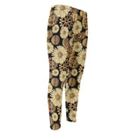 Steampunk Chamomile Pattern Print Men's Compression Pants