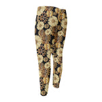 Steampunk Chamomile Pattern Print Men's Compression Pants