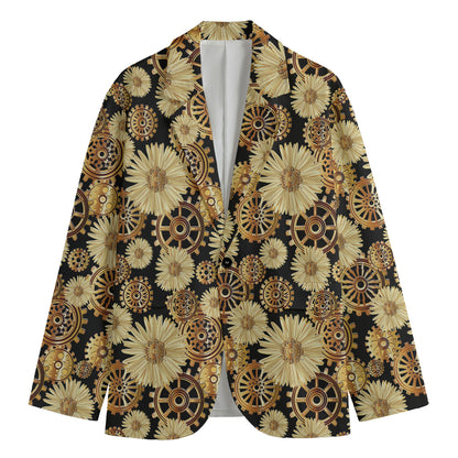 Steampunk Chamomile Pattern Print Men's Cotton Blazer