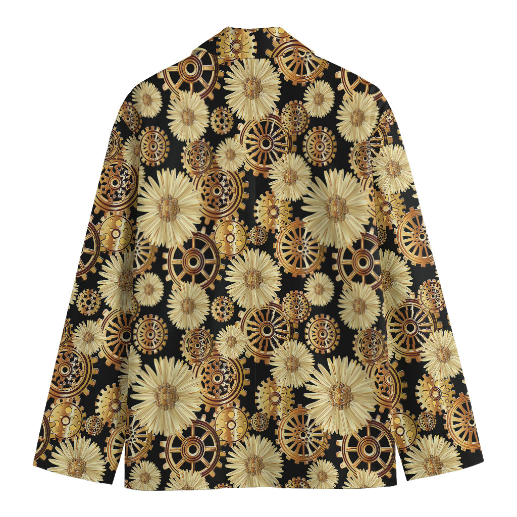 Steampunk Chamomile Pattern Print Men's Cotton Blazer