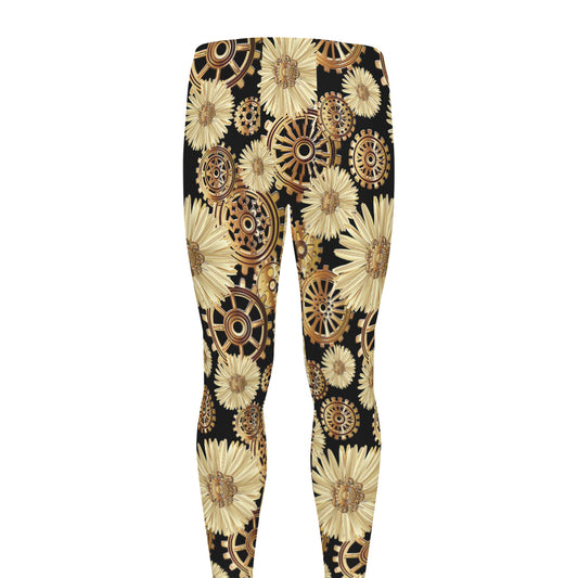 Steampunk Chamomile Pattern Print Men's leggings