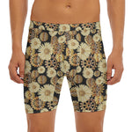 Steampunk Chamomile Pattern Print Men's Long Boxer Briefs