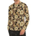 Steampunk Chamomile Pattern Print Men's Long Sleeve Rash Guard