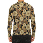 Steampunk Chamomile Pattern Print Men's Long Sleeve Rash Guard