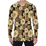 Steampunk Chamomile Pattern Print Men's Long Sleeve T-Shirt