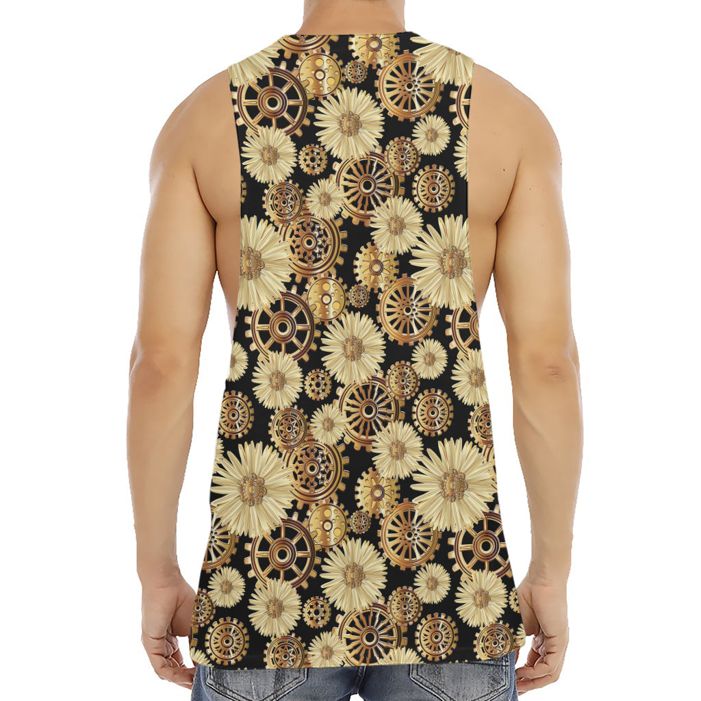 Steampunk Chamomile Pattern Print Men's Muscle Tank Top