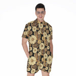 Steampunk Chamomile Pattern Print Men's Rompers