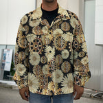 Steampunk Chamomile Pattern Print Men's Shirt Jacket