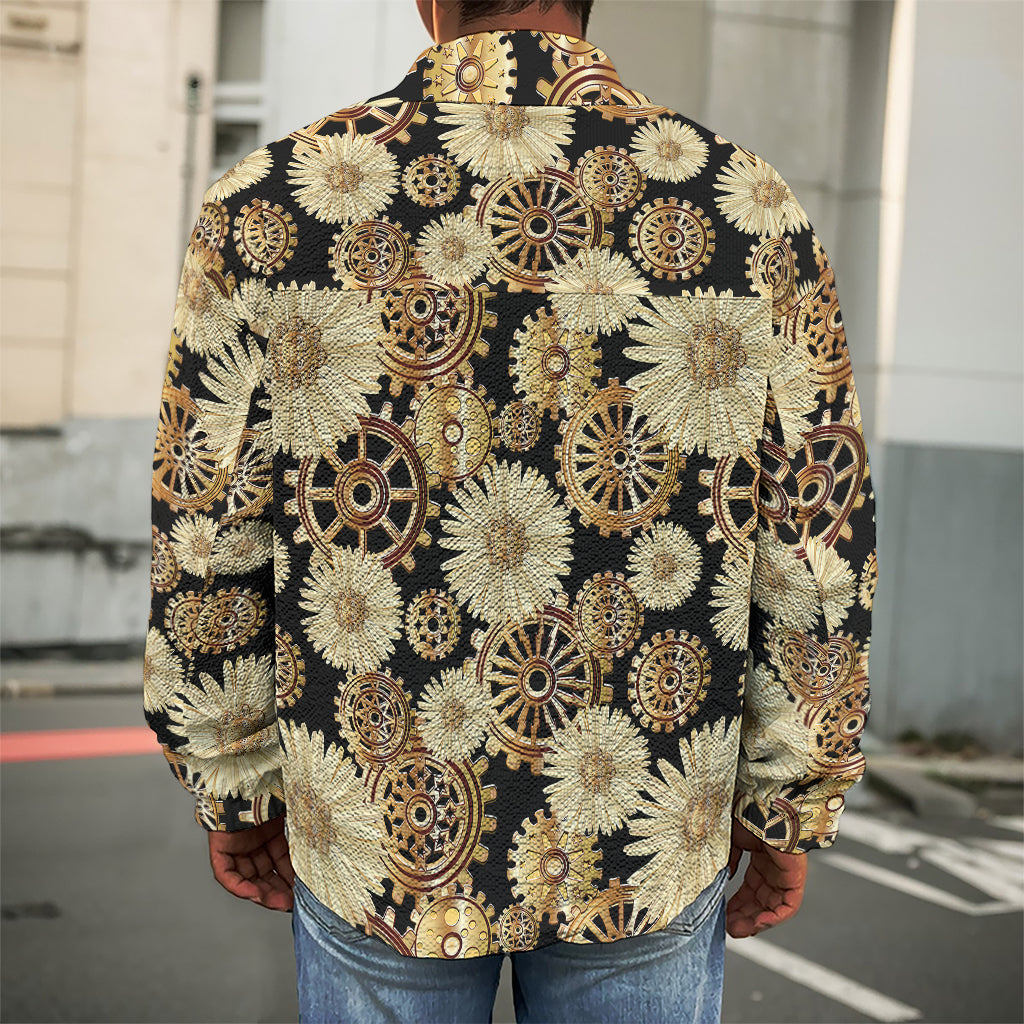Steampunk Chamomile Pattern Print Men's Shirt Jacket