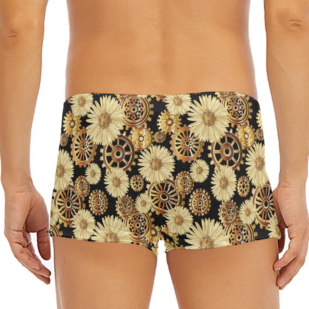 Steampunk Chamomile Pattern Print Men's Short Boxer Briefs