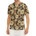 Steampunk Chamomile Pattern Print Men's Short Sleeve Rash Guard