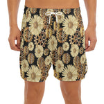 Steampunk Chamomile Pattern Print Men's Split Running Shorts