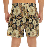 Steampunk Chamomile Pattern Print Men's Split Running Shorts