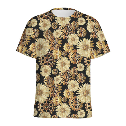 Steampunk Chamomile Pattern Print Men's Sports T-Shirt