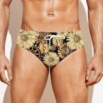 Steampunk Chamomile Pattern Print Men's Swim Briefs