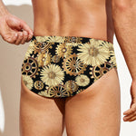 Steampunk Chamomile Pattern Print Men's Swim Briefs
