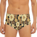 Steampunk Chamomile Pattern Print Men's Triangle Swim Briefs
