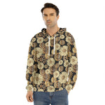 Steampunk Chamomile Pattern Print Men's Velvet Pullover Hoodie
