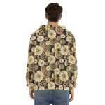 Steampunk Chamomile Pattern Print Men's Velvet Pullover Hoodie