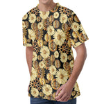 Steampunk Chamomile Pattern Print Men's Velvet T-Shirt