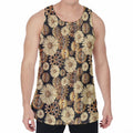 Steampunk Chamomile Pattern Print Men's Velvet Tank Top