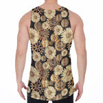Steampunk Chamomile Pattern Print Men's Velvet Tank Top