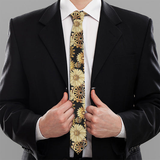 Steampunk Chamomile Pattern Print Necktie