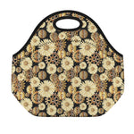 Steampunk Chamomile Pattern Print Neoprene Lunch Bag