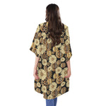 Steampunk Chamomile Pattern Print Open Front Beach Cover Up