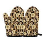 Steampunk Chamomile Pattern Print Oven Mitts