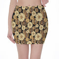 Steampunk Chamomile Pattern Print Pencil Mini Skirt
