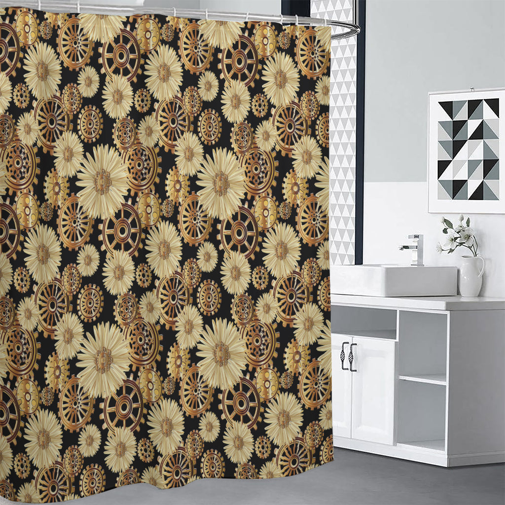 Steampunk Chamomile Pattern Print Premium Shower Curtain