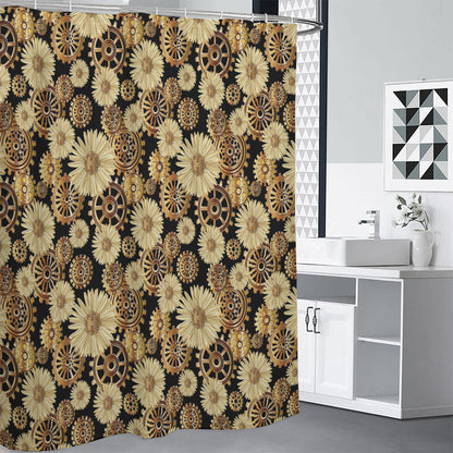 Steampunk Chamomile Pattern Print Premium Shower Curtain