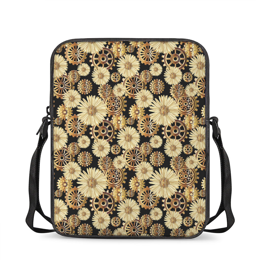 Steampunk Chamomile Pattern Print Rectangular Crossbody Bag