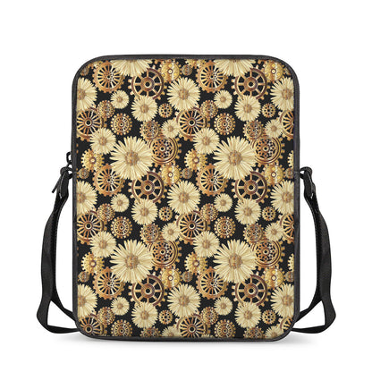 Steampunk Chamomile Pattern Print Rectangular Crossbody Bag