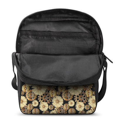 Steampunk Chamomile Pattern Print Rectangular Crossbody Bag