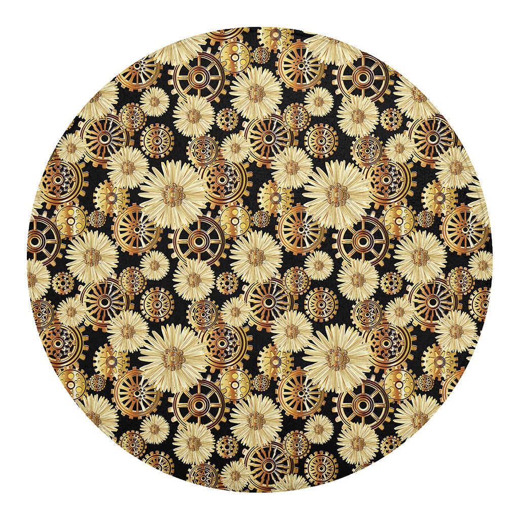 Steampunk Chamomile Pattern Print Round Blanket