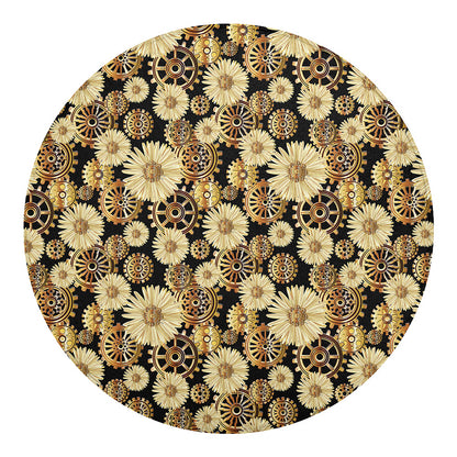 Steampunk Chamomile Pattern Print Round Blanket