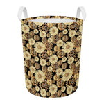 Steampunk Chamomile Pattern Print Round Laundry Basket