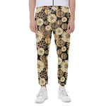 Steampunk Chamomile Pattern Print Scuba Joggers