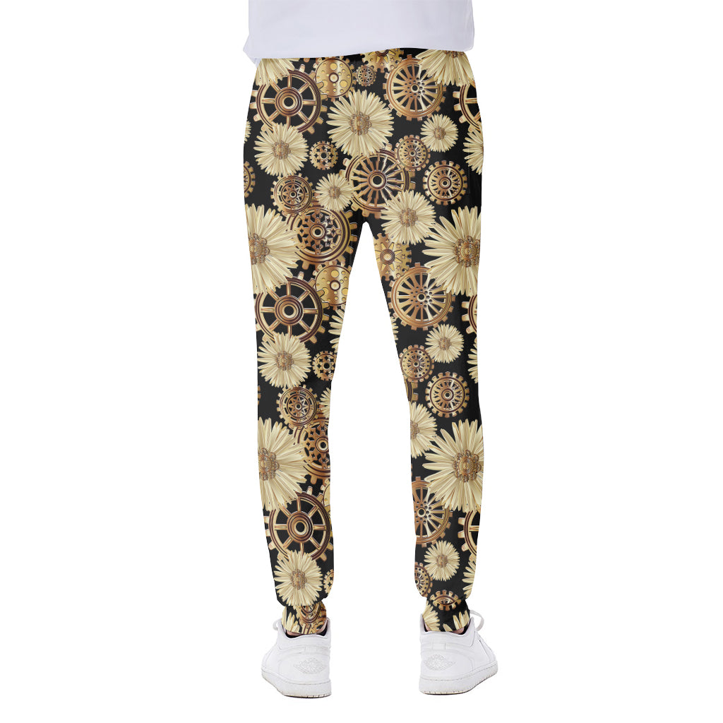 Steampunk Chamomile Pattern Print Scuba Joggers