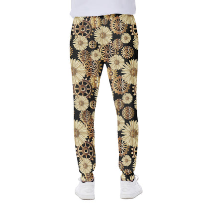 Steampunk Chamomile Pattern Print Scuba Joggers