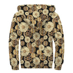 Steampunk Chamomile Pattern Print Sherpa Lined Zip Up Hoodie