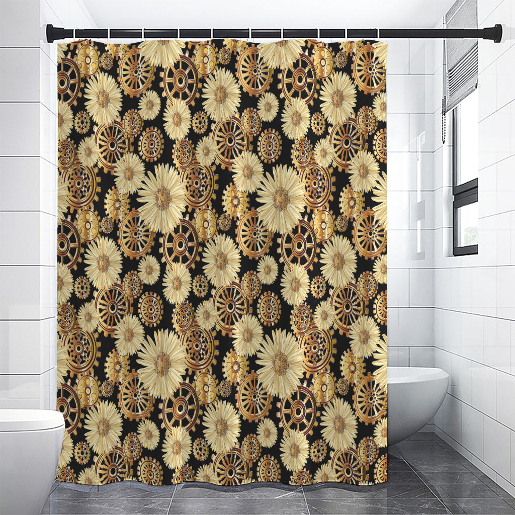 Steampunk Chamomile Pattern Print Shower Curtain